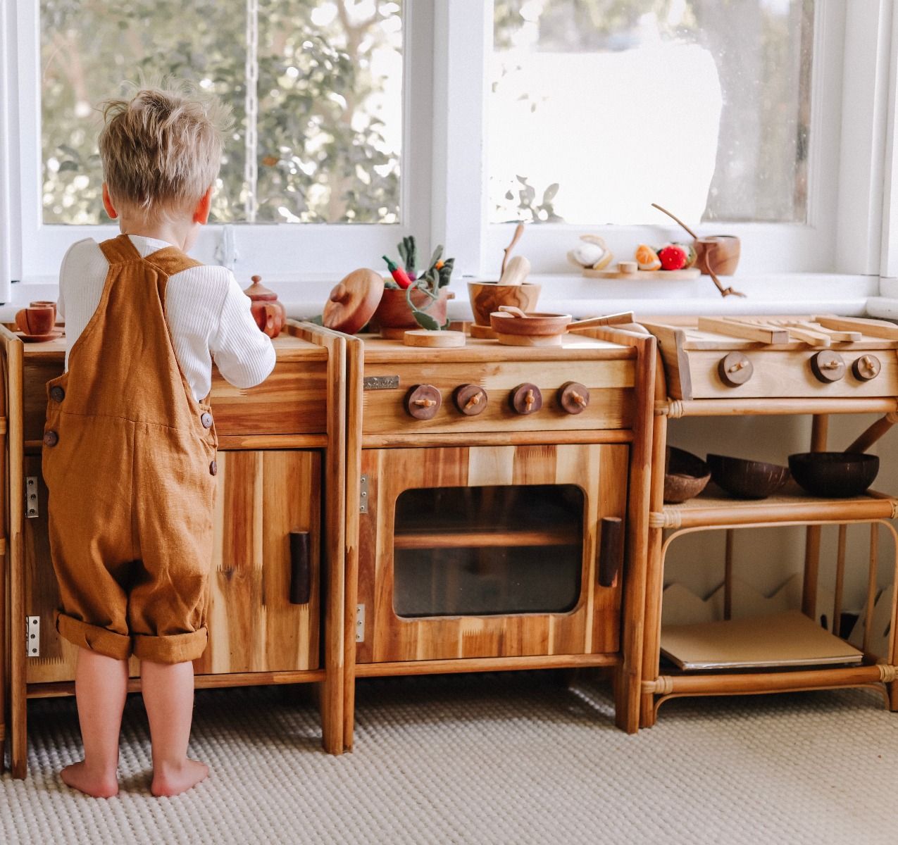 Children's wooden toy kitchen on sale