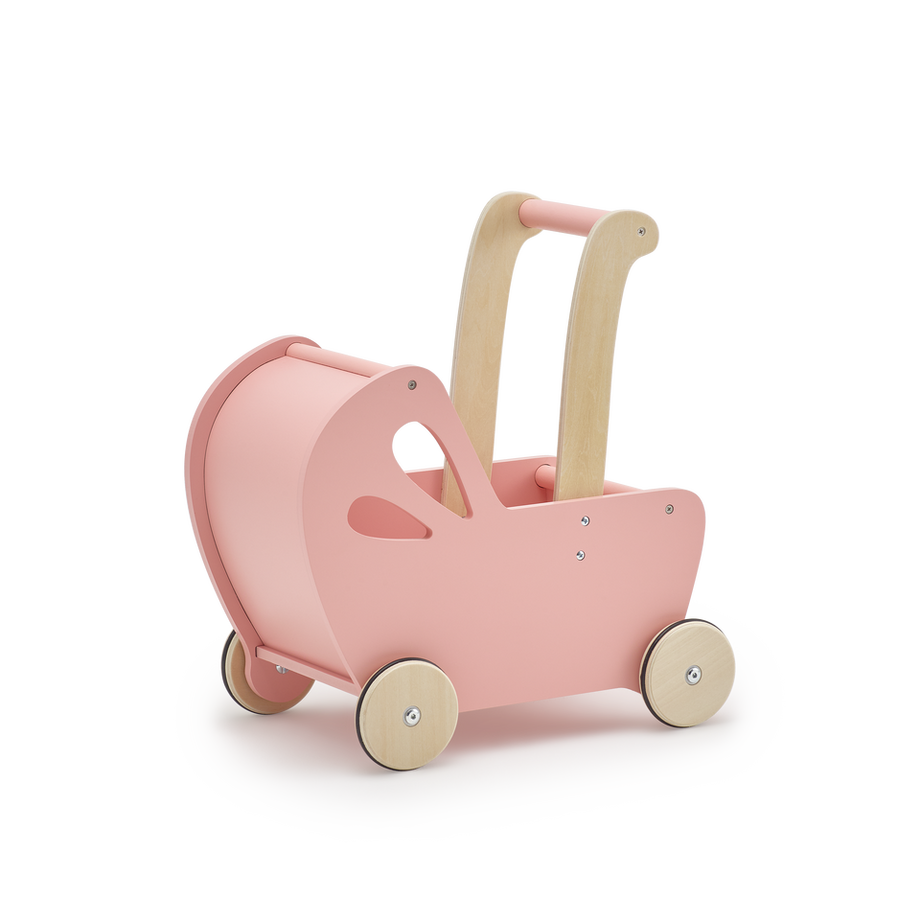 Pink wooden store dolls pram