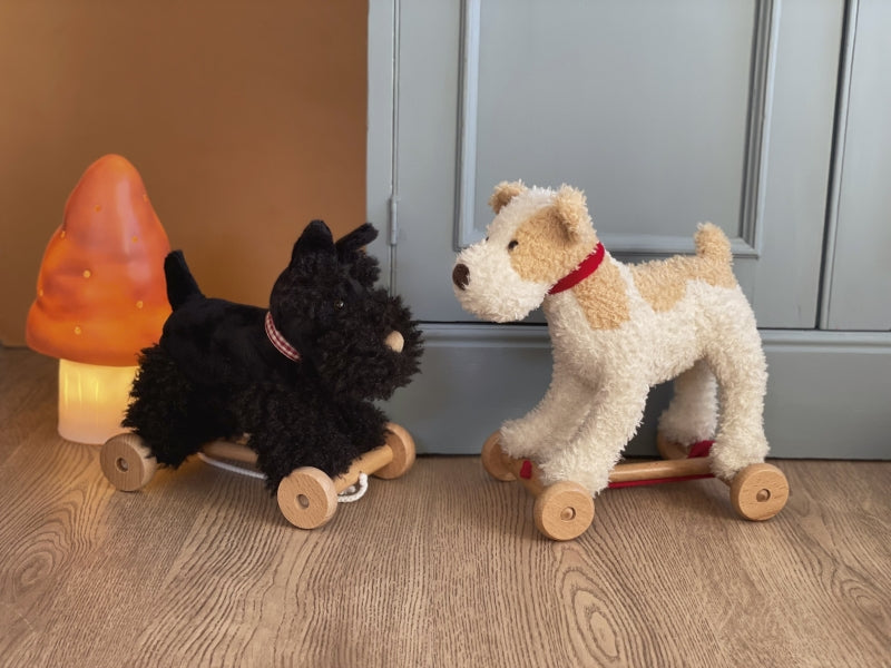 Pull along toy dog on clearance wheels